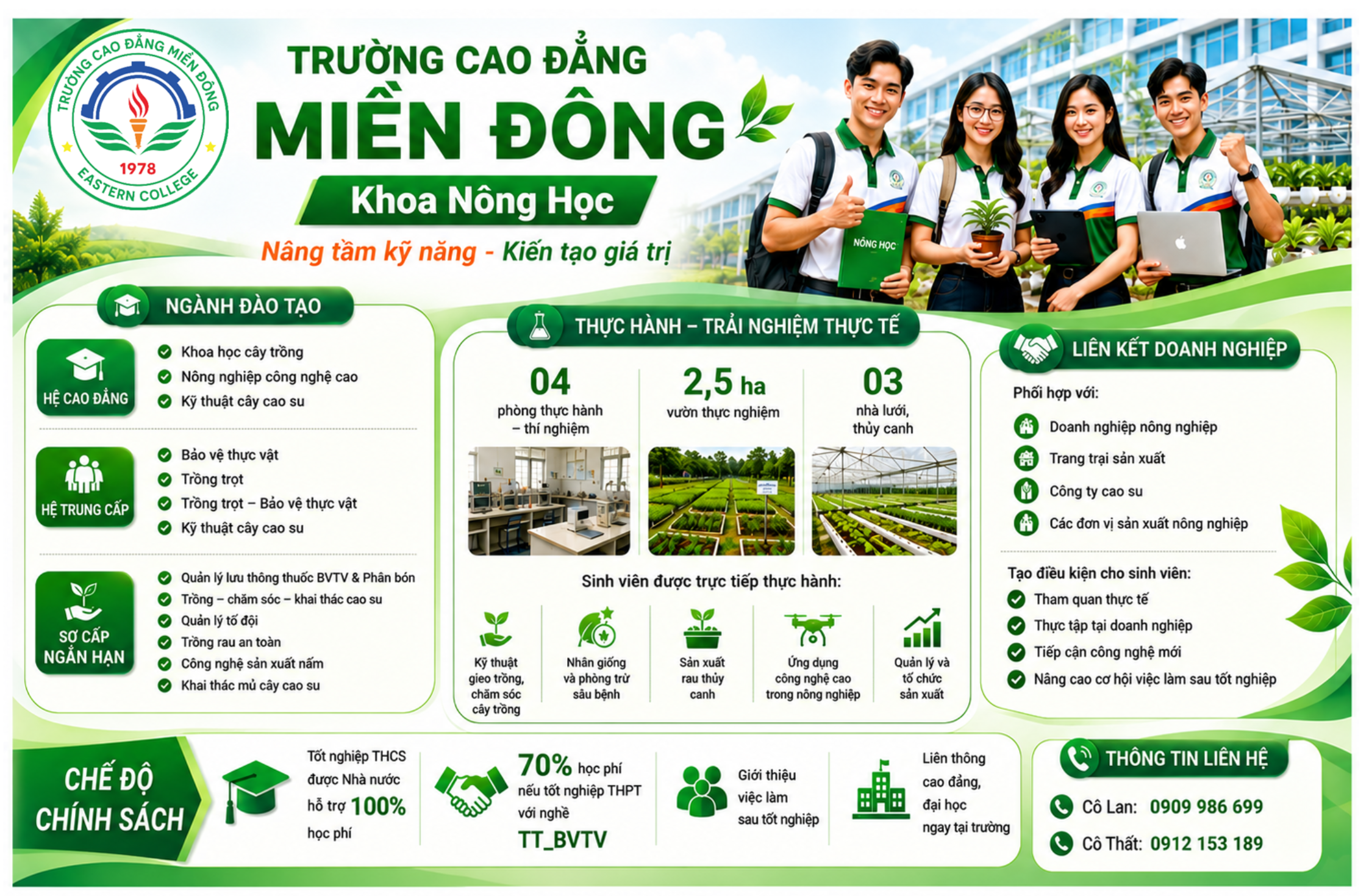 KHOA NÔNG HỌC – TRƯỜNG CAO ĐẲNG MIỀN ĐÔNG  Học Nông học - Kiến tạo Nông nghiệp xanh bền vững